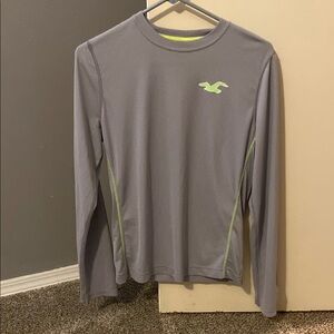 Gray Long Sleeve Shirt with Neon Accents